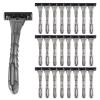 Three-Blade Razors Bulk, 3-Blade Disposable Razors Individually Wrapped, Stainless Steel Blade Razors for Travel, Bnb, Homeless (100 Count, Gray) view 1
