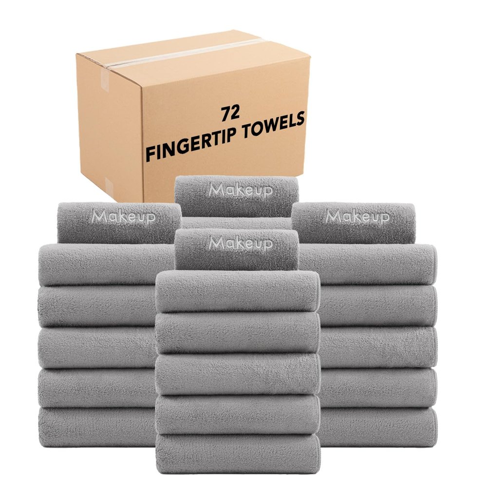 Arkwright Makeup Remover Wash Cloth - Case of 72 - Ultra Soft & Gentle Microfiber Coral Fleece Small Fingertip Towels, Powder Room & Guest Bathroom Essentials for Hosts, 11 x 17 in, Grey