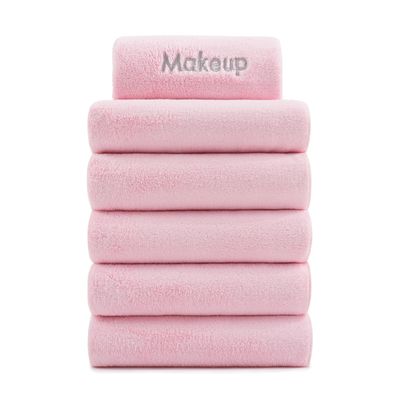 Arkwright Makeup Remover Wash Cloth - Pack of 6 - Ultra Soft & Gentle Microfiber Coral Fleece Small Fingertip Towels, Decorative Powder Room & Guest Bathroom Essentials for Hosts, 11 x 17 in, Pink