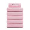 Arkwright Makeup Remover Wash Cloth - Pack of 6 - Ultra Soft & Gentle Microfiber Coral Fleece Small Fingertip Towels, Decorative Powder Room & Guest Bathroom Essentials for Hosts, 11 x 17 in, Pink view 1