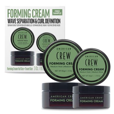 American Crew Men's Hair Forming Cream (DISCONTINUED), Like Hair Gel with Medium Hold & Medium Shine, Travel Size, Duo Gift Set