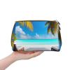 Maldives Holidays Leather Portable Large Makeup Bag, Pvc Leather, Zipper Closure,Toiletry Bag Travel Bag, Travel Storage Bag view 3
