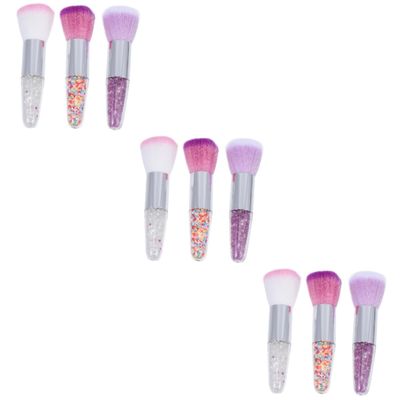 Beavorty 9pcs Dual-use Makeup Brush Tapered Design for Loose Powder and Nail Art Soft Synthetic Fibers Adorable Purple and White for Women Beauty Routine