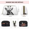 Black And White Giraffe Leather Portable Large Makeup Bag, Pvc Leather, Zipper Closure,Toiletry Bag Travel Bag, Travel Storage Bag view 4