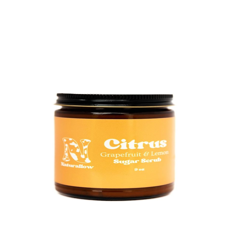 Naturallow Tallow Citrus Sugar Scrub with Unrefined Organic Sugar & Grapefruit & Lemon Oils - Exfoliates - Tightens - Tones Skin - Revitalizes & Awakens Senses - Polishes & Softens