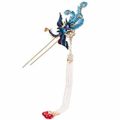 1 Pair Chinese Retro Style Metal Phoenix Hairpins Clips Handmade Hair Stick