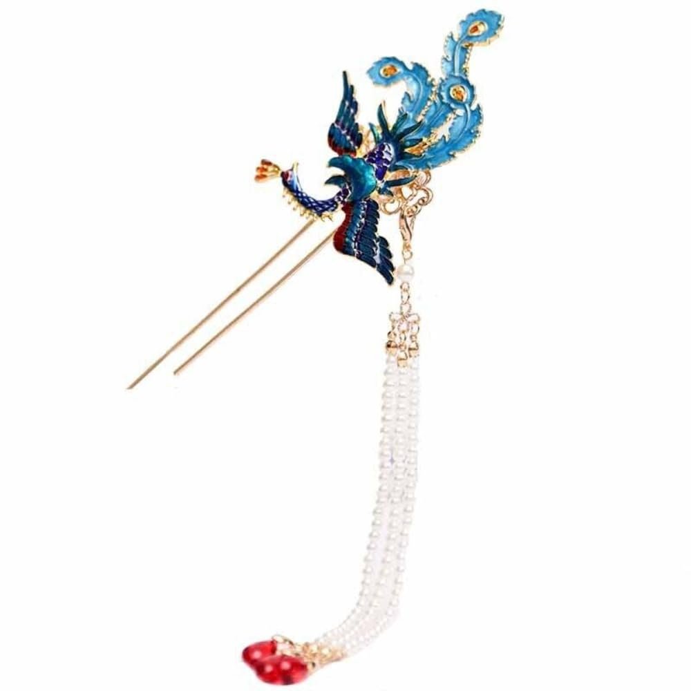 1 Pair Chinese Retro Style Metal Phoenix Hairpins Clips Handmade Hair Stick