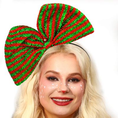 Coridy Xmas Bow Headbands Red Green Sequins Glitter Hairband Christmas Bows Headbands Cute Bow Hair Accessories for Women