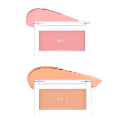 BBIA Ready To Wear Downy Cheek Cream Blush 2P Set (01 DOWNY PINK + 03 DOWNY APRICOT) / Blendable and Lightweight Cheek Makeup, Highly Pigmented with Long Wearing Formula