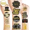 10 Sheets New Year's Eve Temporary Tattoos  2025 Party Decorations, Favors & Supplies for Adults Kids Men Women, Happy New Year Celebration Stickers Gifts view 1