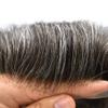 Hair System Replacement Toupee for Men French Swiss Lace Mens Toupee Poly Thin Skin Human Hair Piece Natural Bleached Knot (8"X10", #260 Darkest Brown+60% Gray-110% Light to Medium Density) view 3