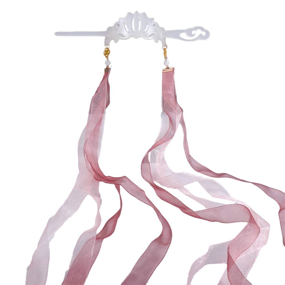 1PC Hair Stick Shape Hair Crown Ancient Style Hanfu Hair Crown Hair Bun Holder Pin Chinese Style Ribbon Tassel Hair Stick Hairpin Headwear(B)