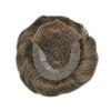 Toupee for Men Hair System Replacement French Swiss Lace Mens Toupee Poly Thin Skin Human Hair Piece Bleached Knot (8"X10", #440 Medium Brown+40% Gray-90% Light Density) view 3