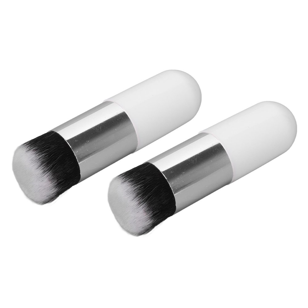 2pcs Mini Makeup Brush, Soft Portable Makeup Brush, Artificial Fiber Brush, White Silver for Blush Comfortable to Use
