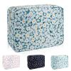 Waterproof Nylon Large Makeup Bag Travel Pouch, Floral Preppy Big Cosmetic Bag Make Up Organizer Toiletry Bag with Zipper, Large Capacity Cute Zipper Pouch Storage Bag for Women Girls(Green Daisy) view 1