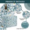 Waterproof Nylon Large Makeup Bag Travel Pouch, Floral Preppy Big Cosmetic Bag Make Up Organizer Toiletry Bag with Zipper, Large Capacity Cute Zipper Pouch Storage Bag for Women Girls(Green Daisy) view 3