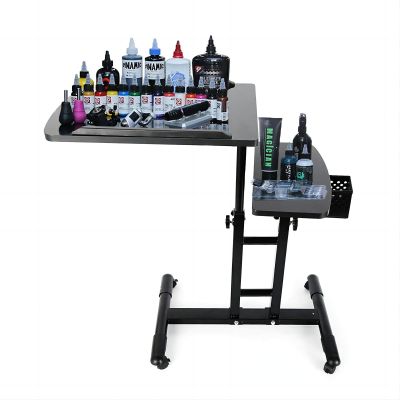 BounceyCart Professional Mobile Tattoo Workstation, 360 Rotating Portable Tattoo Table Station, Salon Cart, Hairstylist Display Stand