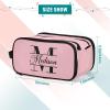 Sinestour Pink Custom Makeup Bag, Large Capacity Personalized Toiletry Bag Cosmetic Bag for Travel Shower Shaving Bag for Hotel Adults Necklace view 3