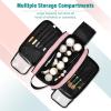 Sinestour Pink Custom Makeup Bag, Large Capacity Personalized Toiletry Bag Cosmetic Bag for Travel Shower Shaving Bag for Hotel Adults Necklace view 4