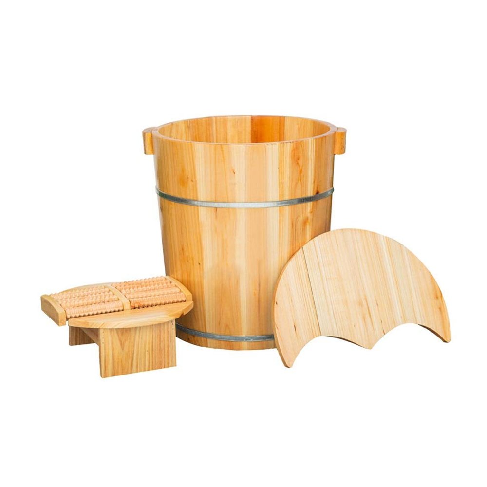 BABYCE Foot Soak Handmade Wooden Footbath Tubs, Foot Relaxing Barrel Foot Bath Spa Bowl for Feet Stress Relief (Color : B)