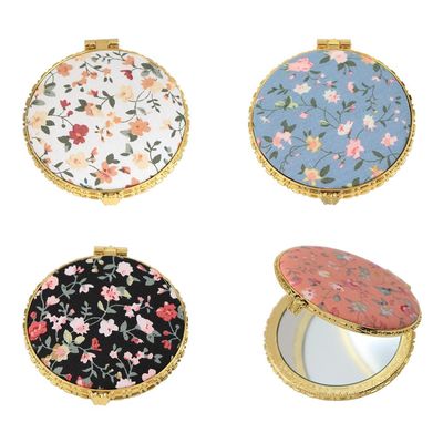 Opexicos 4Pcs Vintage Floral Compact Mirror, Portable Travel Makeup Mirror, Double Sided Purse Mirror, Rectangle, Metal Frame, 2.76"L x 2.17"W