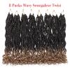 Leeven 8 Packs Senegalese Twist Crochet Hair with Wavy Curly Ends 14 Inch Ombre Blonde Pre Looped Short Crochet Braids Pre Twisted Synthetic Braiding Hair for Women view 4
