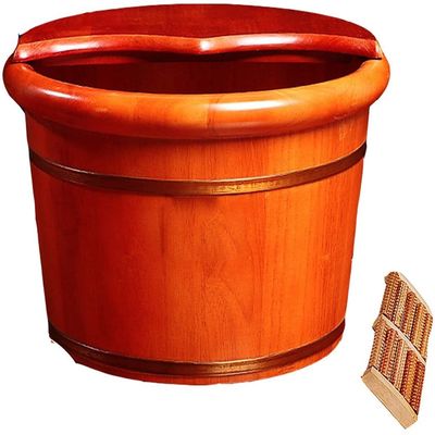 Scpantkend Foot Bath Soak Pedicure Bowl Spa Massage Wooden Foot Tub, with Lid with Massager