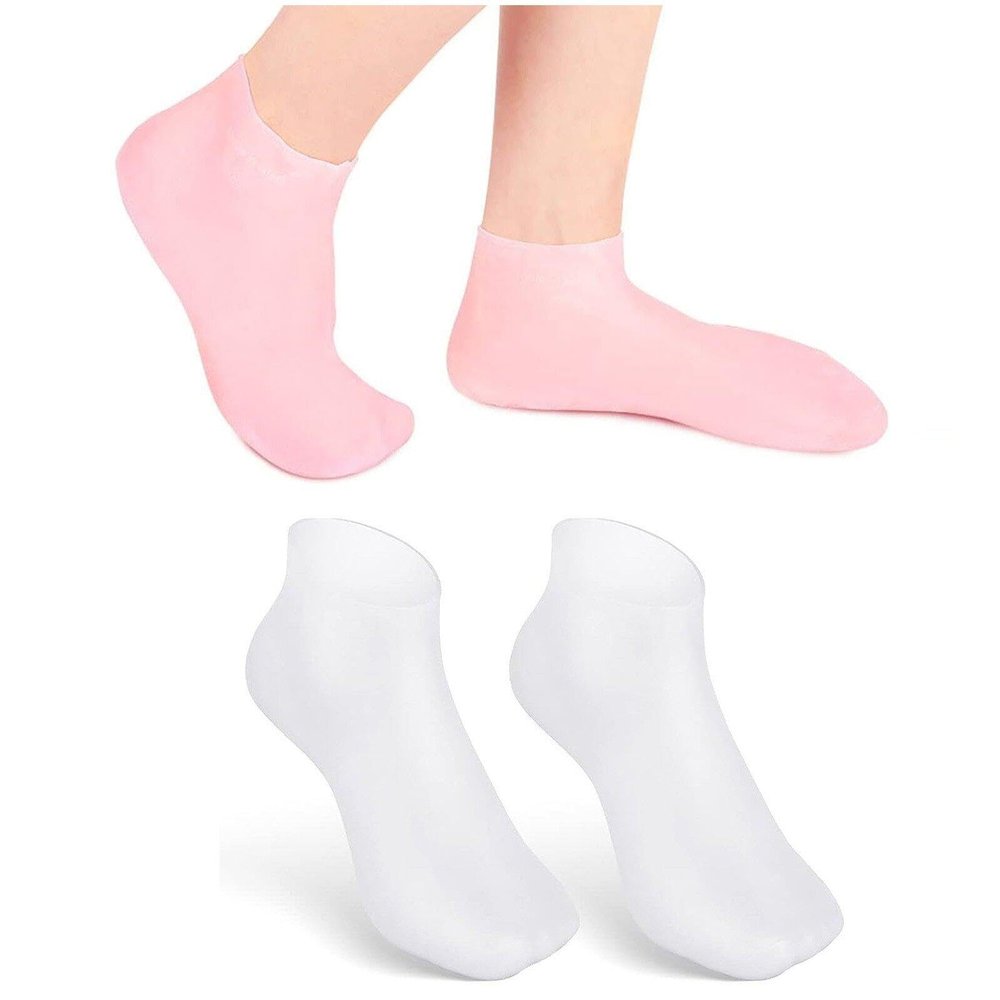 2 Pairs Soft Moisturizing Socks Silicone Socks Moisturizing Socks for Dry Hard Cracked Skin Moisturizing Spa Gel Socks Foot Care
