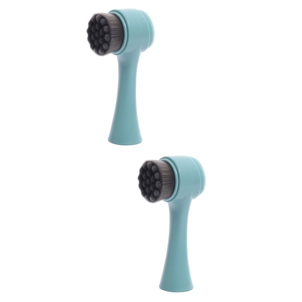 Beavorty 2pcs Double-Sided Facial Brush Manual Face Cleansing Brush Blackhead Pore Cleanser Skin Cleansing Tool