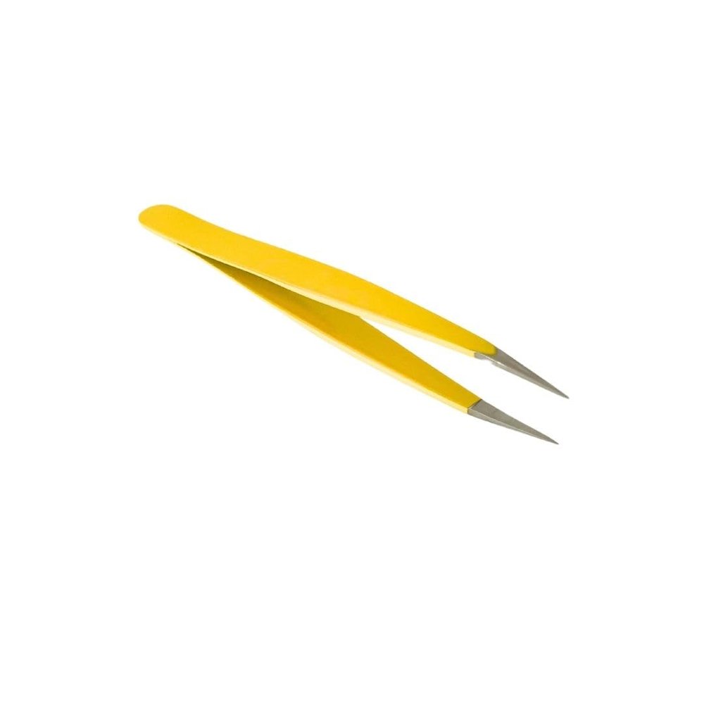 Ingrown Hair Removal Tweezers - Pointed | Stainless Steel | For women, men for eyebrow, splinters, ingrown hair | Comes with tip protector | BRAND STEP ZERO (Pineapple)