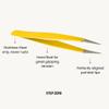 Ingrown Hair Removal Tweezers - Pointed | Stainless Steel | For women, men for eyebrow, splinters, ingrown hair | Comes with tip protector | BRAND STEP ZERO (Pineapple) view 3