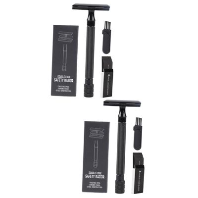 Beavorty 2sets Beard and Mustache Trimmer One Blade Razor Manual Razor Traditional Shaver Metal Handle for Grooming
