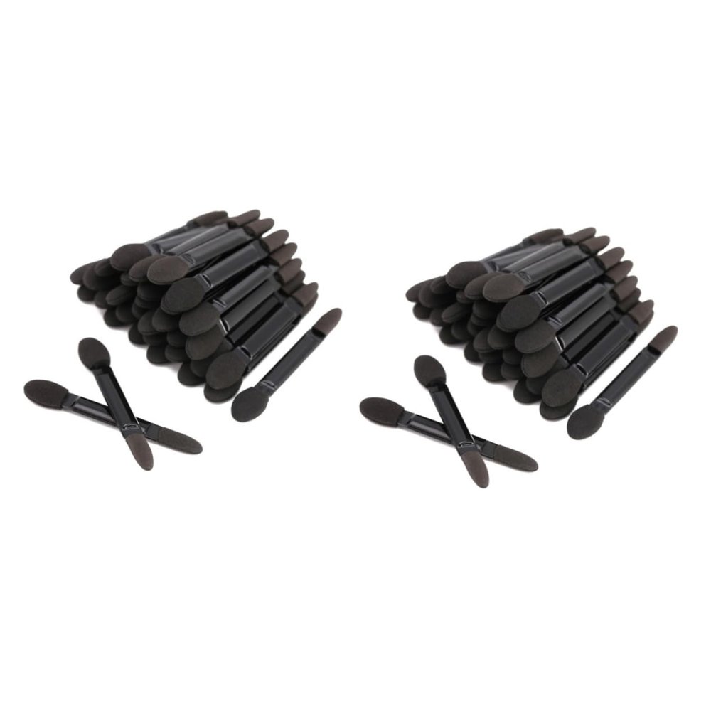 Beaupretty 200pcs Double-headed Eye Shadow Applicator Brush Black Sponge Makeup Tools for Travel Parties Daily Use Lightweight and Easy to Carry