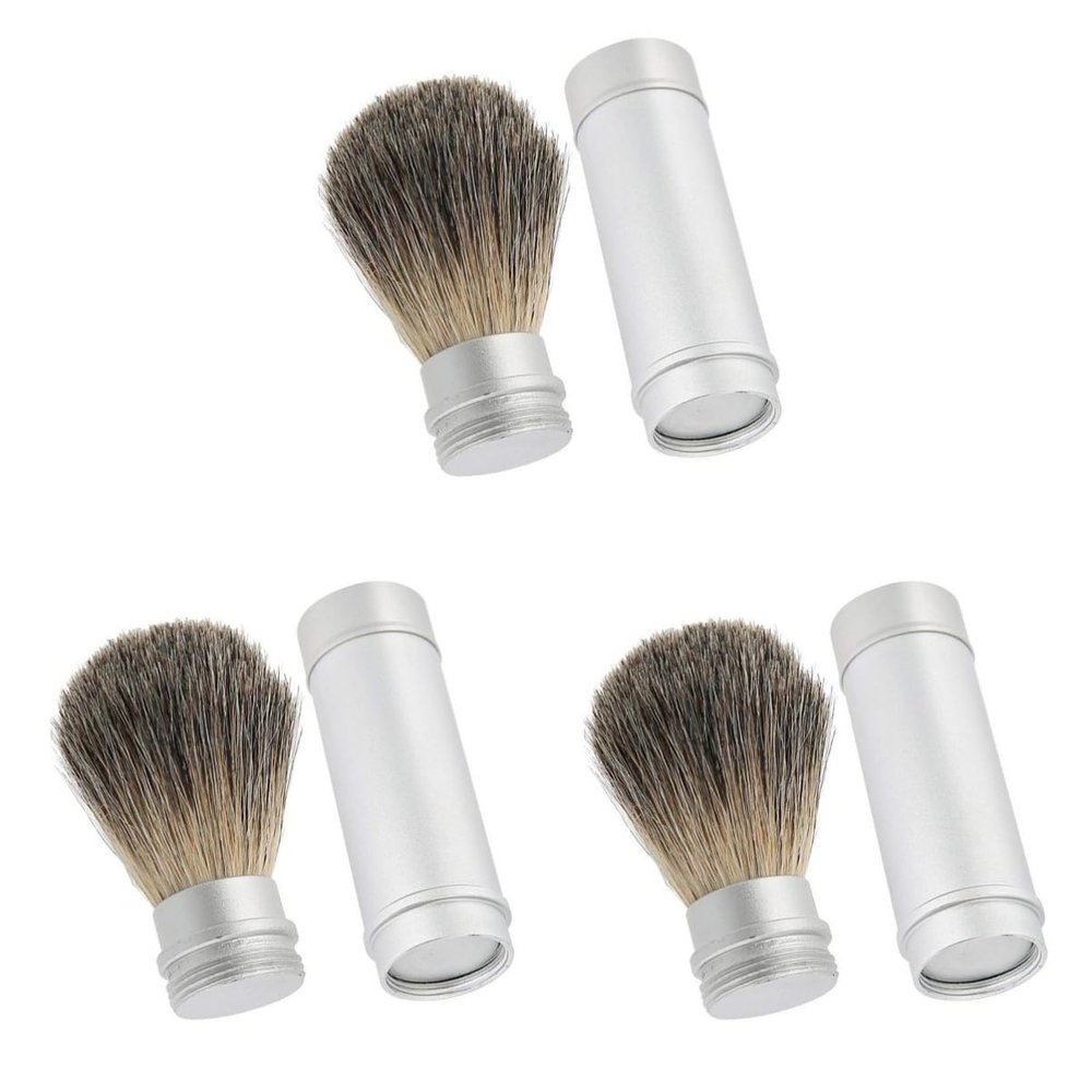 Beaupretty 3pcs Hair Shaving Brush Aluminum Handle for Men Cleansing Brush for Smooth Shaving