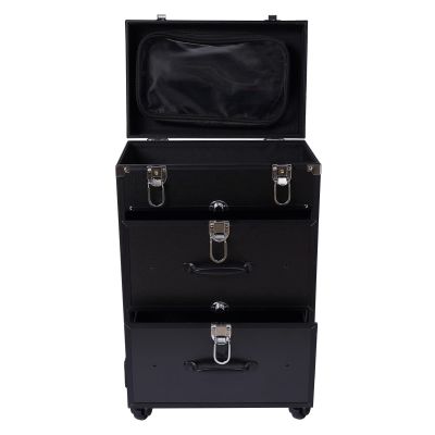 YUYANSHOP Professional Rolling Makeup Train Case, Large Cosmetic Trolley with Drawers and locks, makeup bag with dividers, Cosmetics Storage Organizer for Go Makeup/Nail Art/Styling (Black)