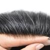French Lace Front Mens Toupee European Human Hair Piece Bleached Knots Natural Hairline Men Hair System Toupee for Men Hair Prostesis8X10"-100% density#1B20 Off Black+20% Gray view 3