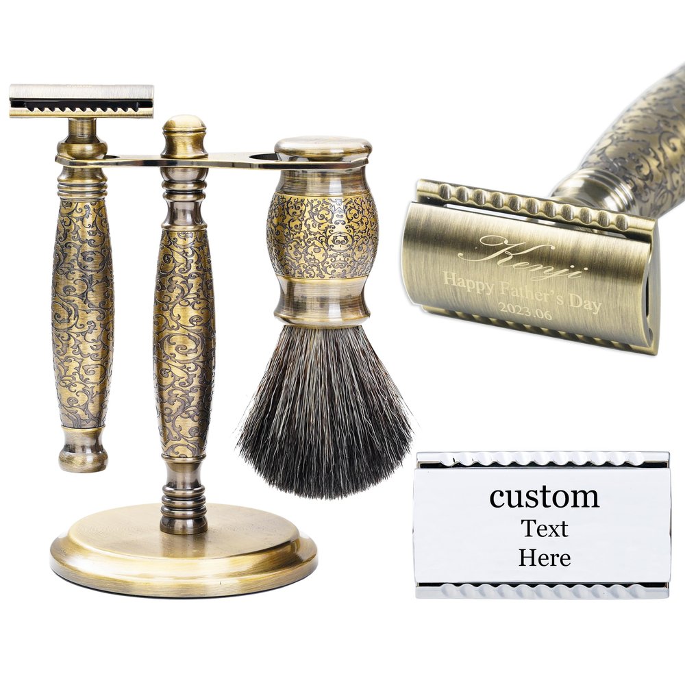 FREED customized gifts Engraving Luxury Men's Safety Razor set, Aluminum Alloy Material incloud 120 Japanese Stainless Steel Blades,It's the best gift for men, fathers,or birthdays.