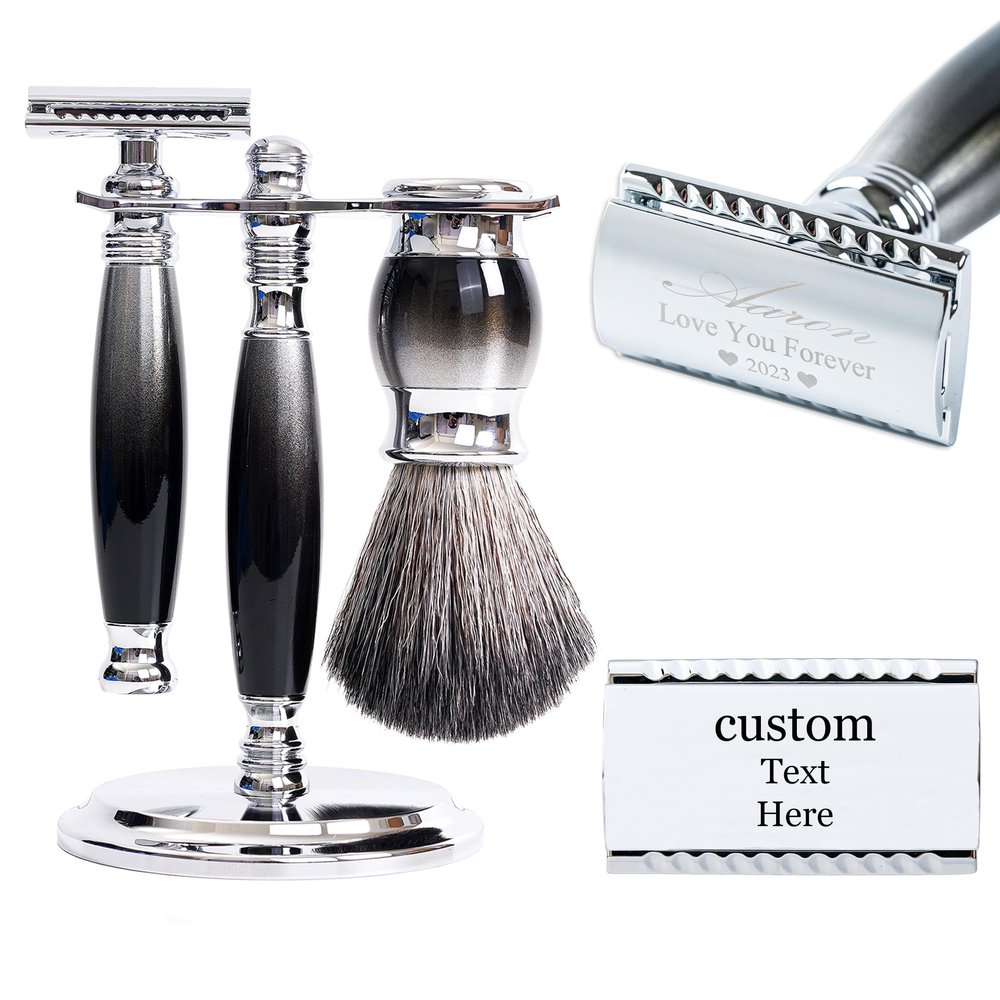 FREED customized gifts Engraving Luxury Men's Safety Razor set, Aluminum Alloy Material incloud 120 Japanese Stainless Steel Blades,It's the best gift for men, fathers,or birthdays.
