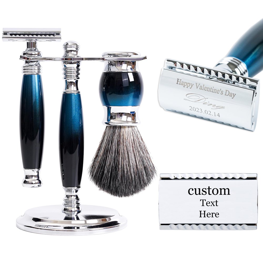 FREED customized gifts Engraving Luxury Men's Safety Razor set, Aluminum Alloy Material incloud 120 Japanese Stainless Steel Blades,It's the best gift for men, fathers,or birthdays.