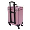 3 Layers Makeup Rolling Train Case, Professional Cosmetic Organizer Box W/ Drawers, Large Cosmetic Trolley W/ Locks, Cosmetics Storage Organizer Make up Case for Travel Makeup/Nail Art (Pink) view 4