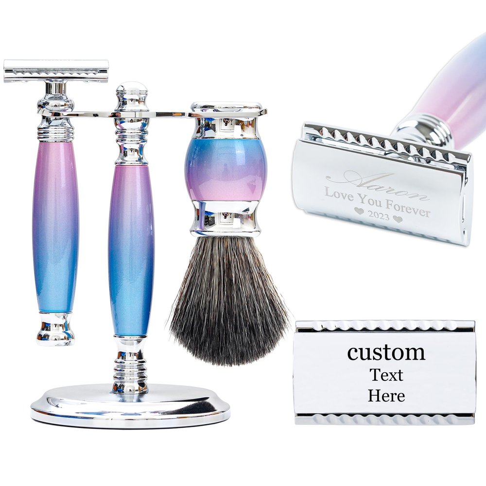 FREED customized gifts Engraving Luxury Men's Safety Razor set, Aluminum Alloy Material incloud 120 Japanese Stainless Steel Blades,It's the best gift for men, fathers,or birthdays.