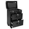 3 Layers Makeup Rolling Train Case, Professional Cosmetic Organizer Box W/ Drawers, Large Cosmetic Trolley W/ Locks, Cosmetics Storage Organizer Make up Case for Travel Makeup/Nail Art (Black) view 1