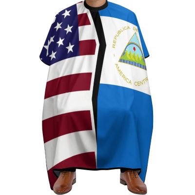American and Nicaragua Flag Barber Cape Professional Hair Cutting Apron Hairdresser Cape Salon Cape for Men Women