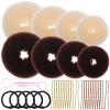Beaupretty Hair Bun Maker Set - 8 Donut Makers, 40 U-Shaped Bobby Pins, 5 Black Hair Ties, 2 Pink Hair Tail Tools view 1