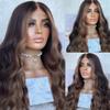 Raw Indian Virgin Human Hair Glueless Highlight Lace Frontal Wigs Body Wave Transparent Human Hair Lace Front Wigs for Black Women (24 Inch, 13x4 Lace Front Wig) view 1