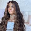 Raw Indian Virgin Human Hair Glueless Highlight Lace Frontal Wigs Body Wave Transparent Human Hair Lace Front Wigs for Black Women (24 Inch, 13x4 Lace Front Wig) view 3
