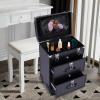 TFCFL Rolling Makeup Train Case Cosmetic Trolley Organizer Case Pink/Black 3 Tier Rolling Makeup Train Case Cosmetic Trolley Travel Storage Organizer Box (Black) view 2
