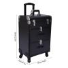 TFCFL Rolling Makeup Train Case Cosmetic Trolley Organizer Case Pink/Black 3 Tier Rolling Makeup Train Case Cosmetic Trolley Travel Storage Organizer Box (Black) view 4