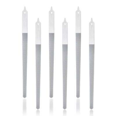 6Pcs Metal Nail Files Nail File Diamond Dust for Natural Nails Stainless Steel Nail Files with Pointed Tip Non Slip Handle Fingernail Files Diamond Nail File for Salon and Home, 8 Inches