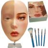 Makeup Practice Face, Liflikee Makeup Mannequin Face with Makeup Practice Face Board,Silicone Full Face Practice Eyelash Eye Shadow, for Emerging Makeup Artist, Girl's Gift, Reusable makeup Face(C01) view 1